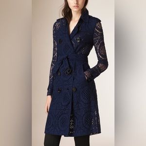 Burberry navy lace crochet trench coat US size 4